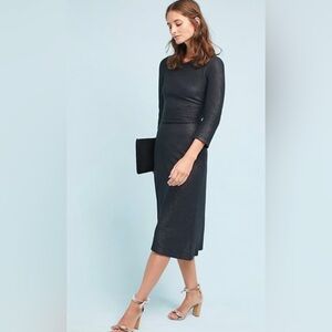 Anthropologie Akemi + Kim Tegan Knit Black Shimmer Dress sz XS  midi